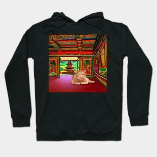 Eckhart Tolle Zen Master Cat Laying in a Thailand Temple Hoodie